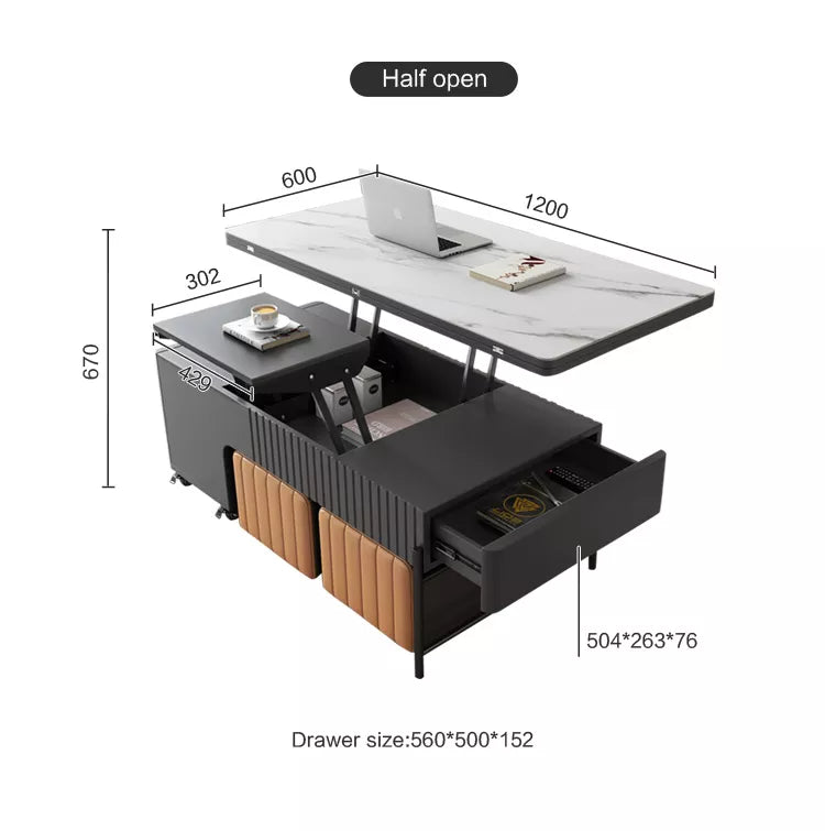 Quartz Graphite Expandable Coffee Table