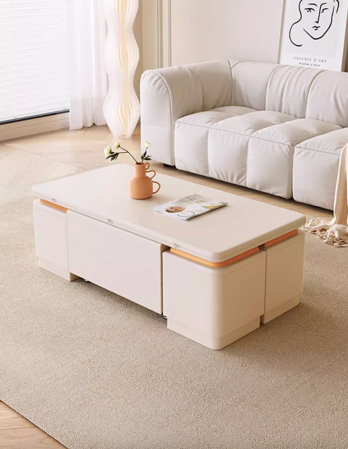 Crimson Cream Expandable Coffee Table